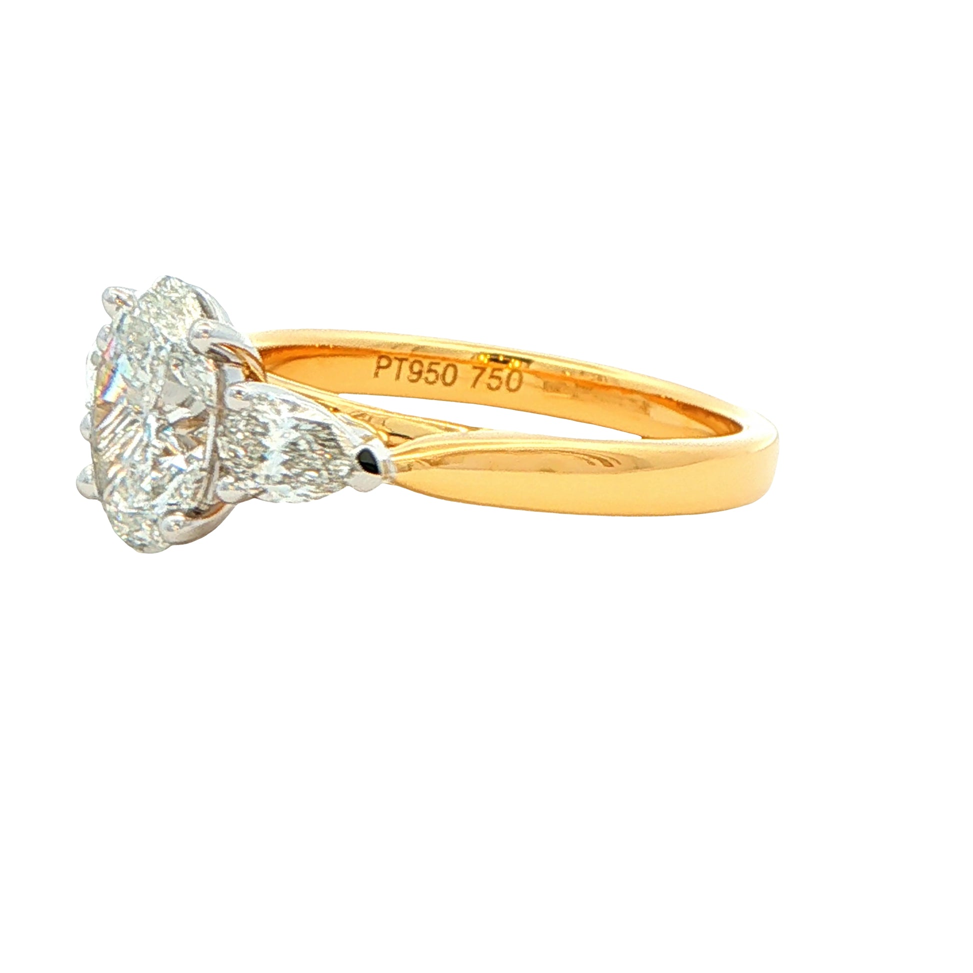 Oval and pear shaped diamond 3 stone ring - 1.95cts Gardiner Brothers