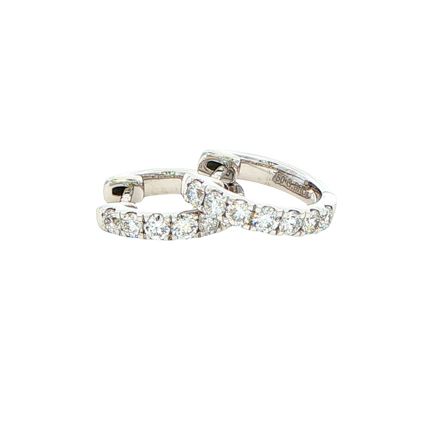 Round Brilliant Cut Diamond Set Hoop Earrings 12mm - 0.40cts Gardiner Brothers