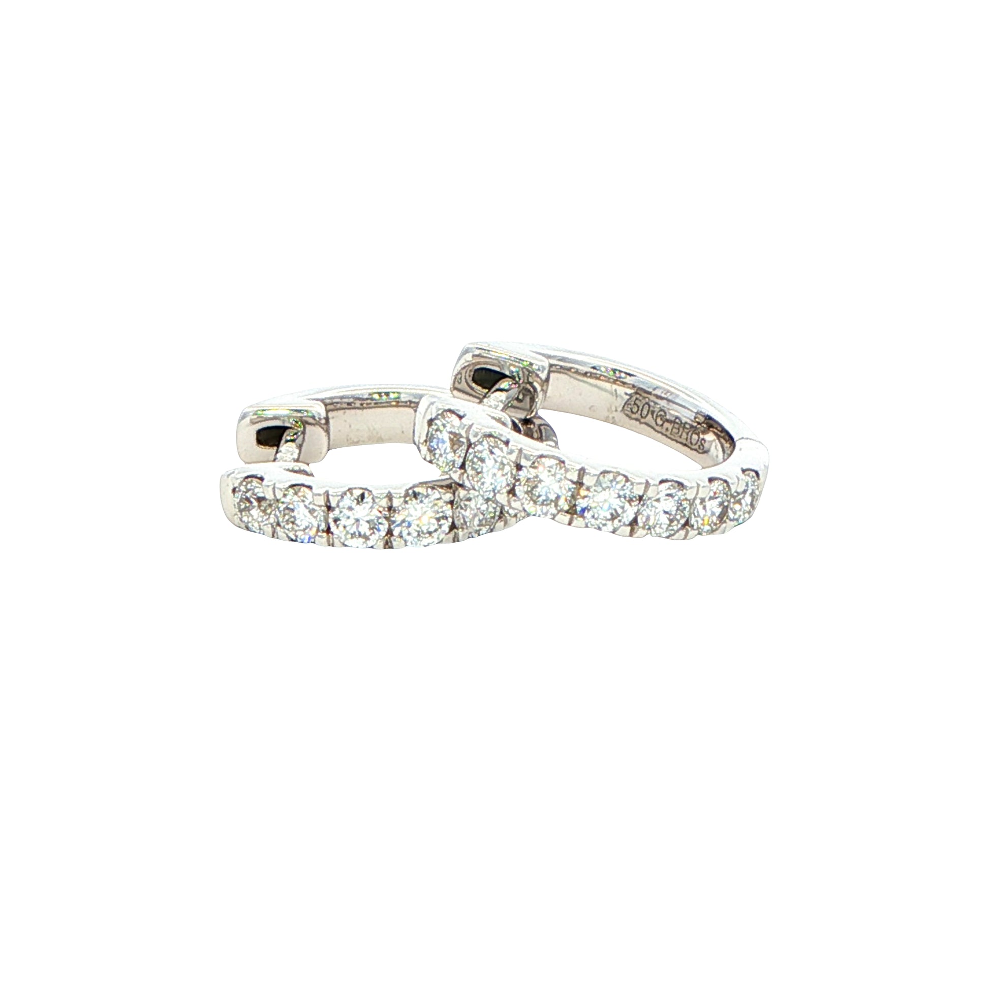 Round Brilliant Cut Diamond Set Hoop Earrings 12mm - 0.40cts Gardiner Brothers