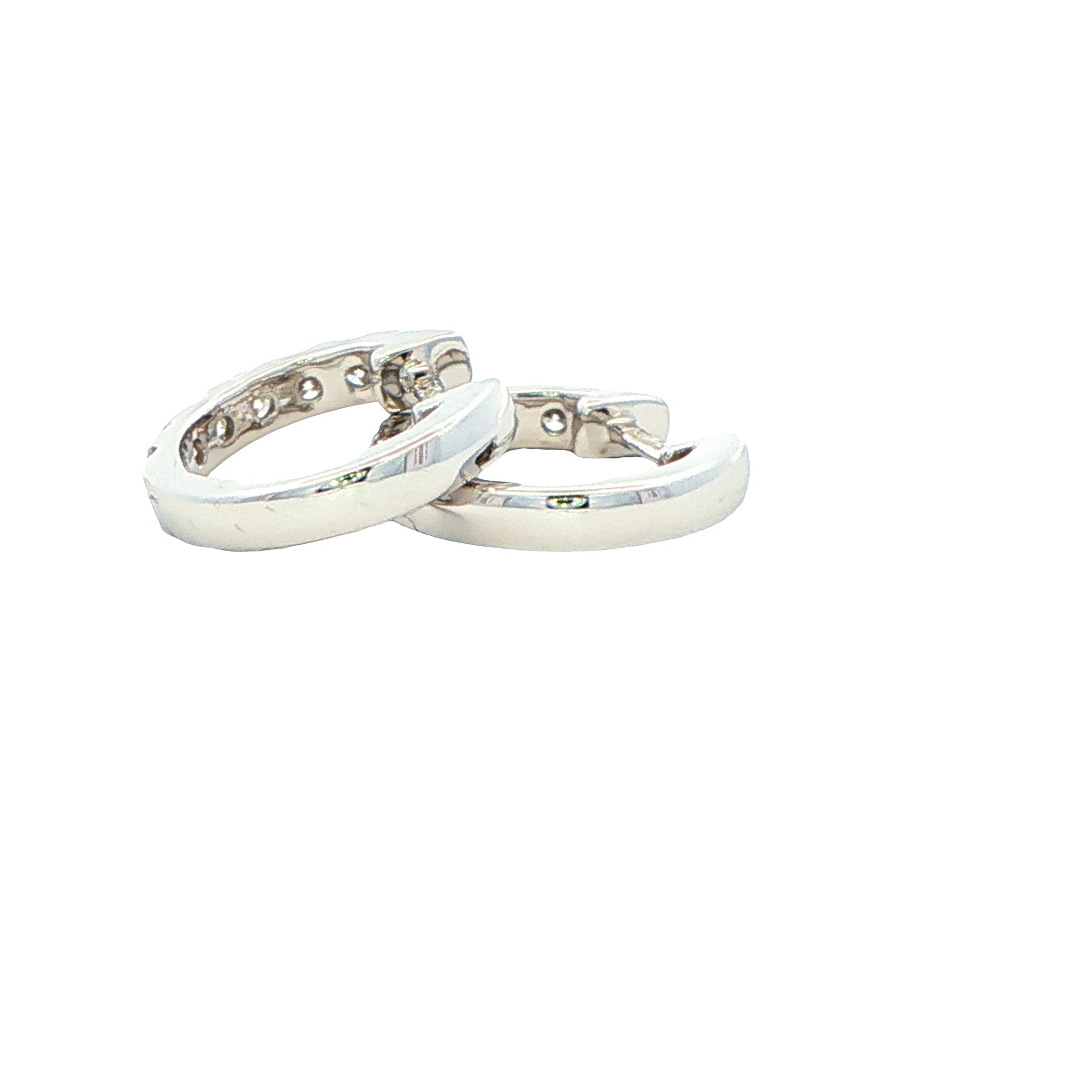 Round Brilliant Cut Diamond Set Hoop Earrings 12mm - 0.40cts Gardiner Brothers