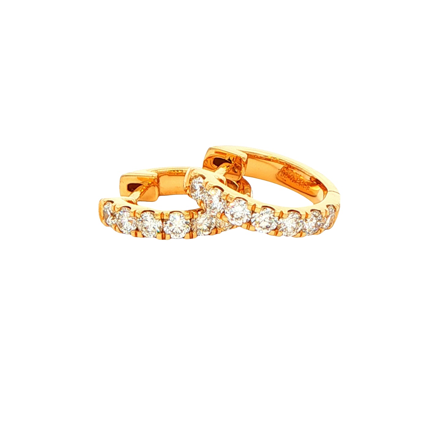 Round Brilliant Cut Diamond Set Hoop Earrings 12mm - 0.40cts Gardiner Brothers