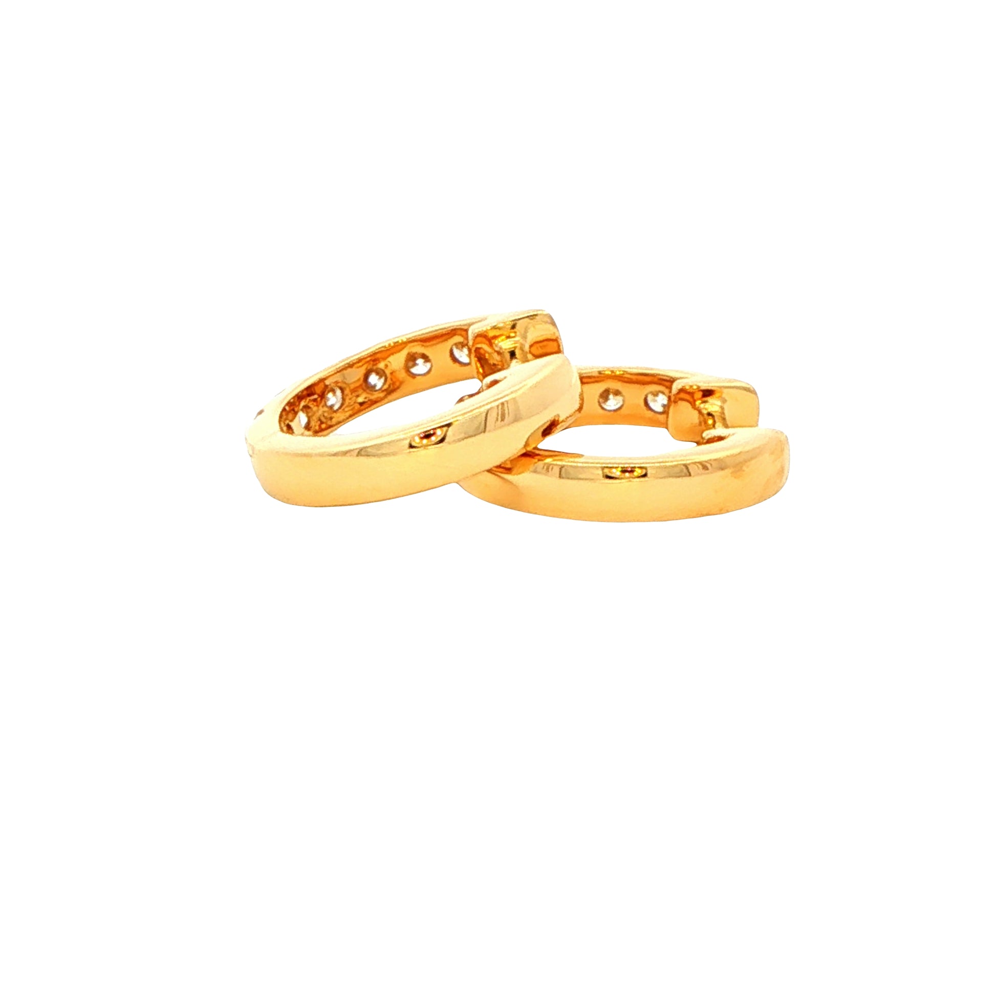 Round Brilliant Cut Diamond Set Hoop Earrings 12mm - 0.40cts Gardiner Brothers