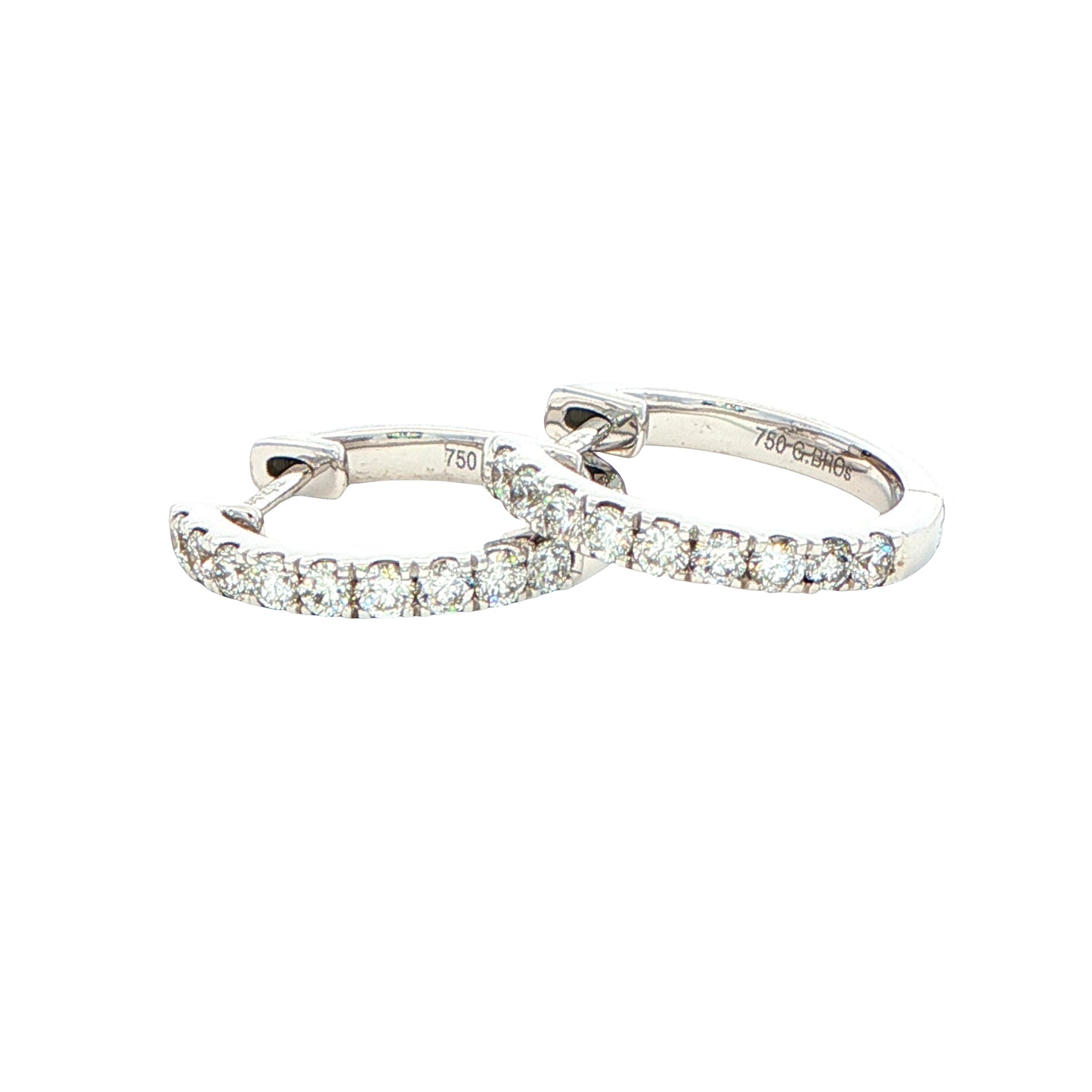 Round Brilliant Cut Diamond Set Hoop Earrings 14mm - 0.30cts Gardiner Brothers