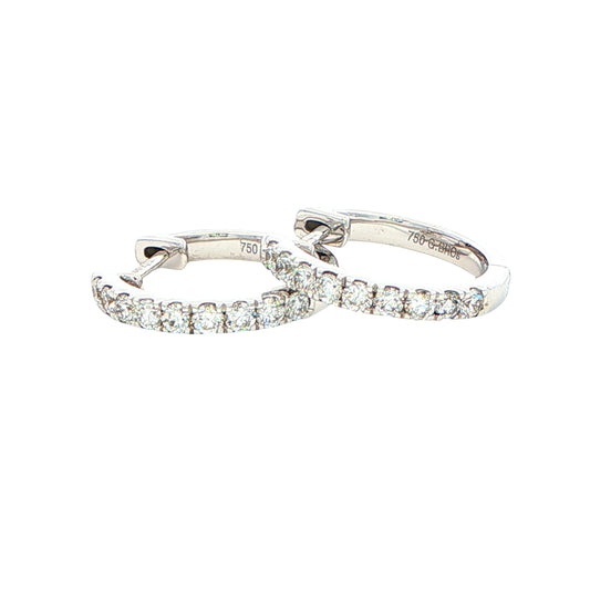 Round Brilliant Cut Diamond Set Hoop Earrings 14mm - 0.30cts Gardiner Brothers