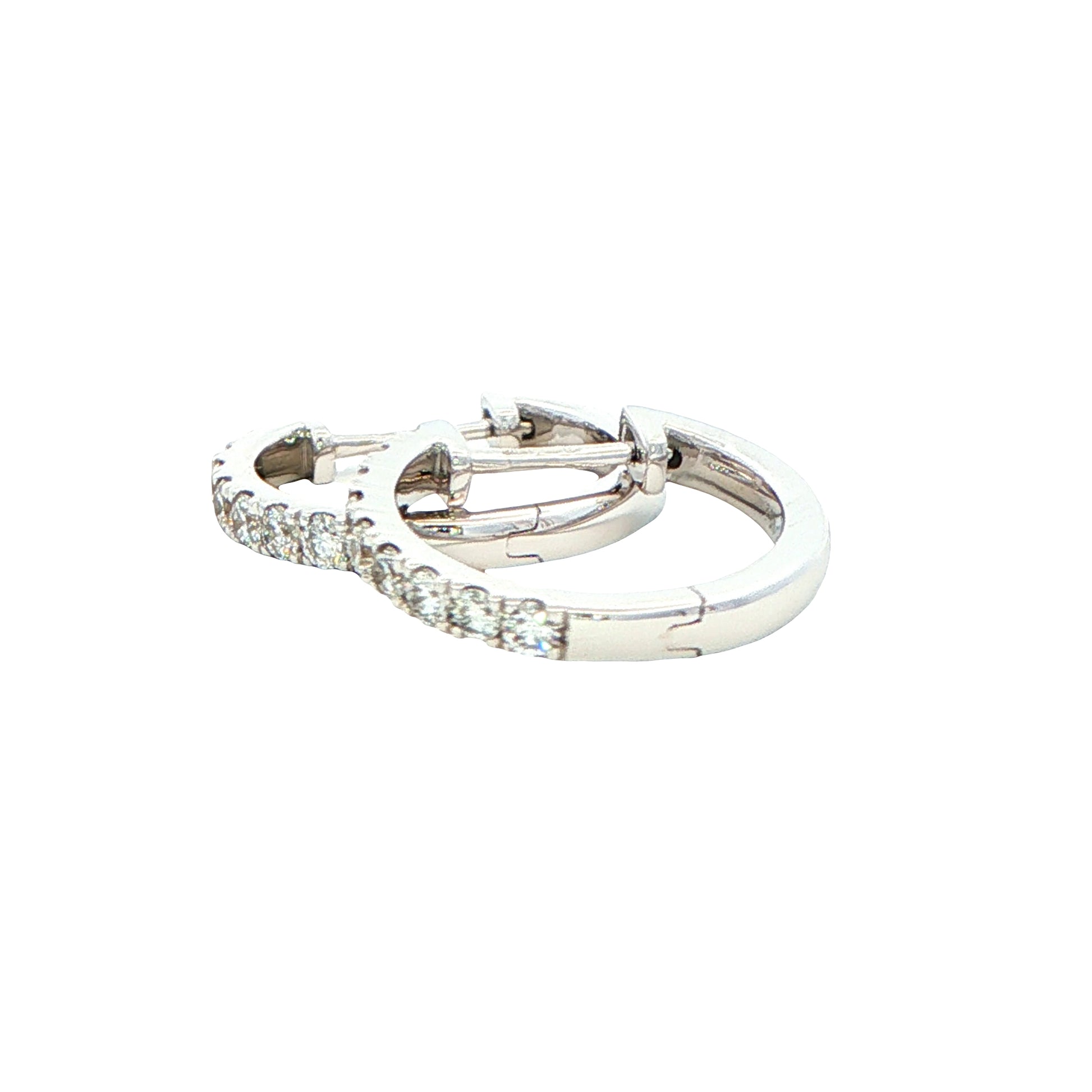 Round Brilliant Cut Diamond Set Hoop Earrings 14mm - 0.30cts Gardiner Brothers
