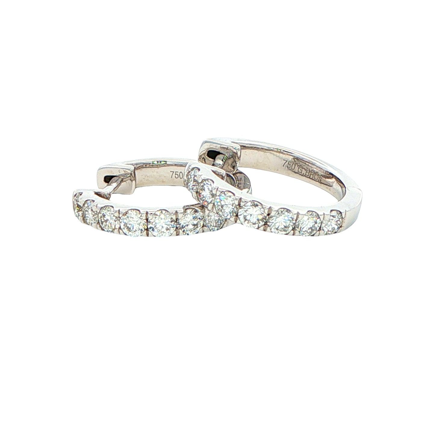 Round Brilliant Cut Diamond Set Hoop Earrings 14mm - 0.50cts Gardiner Brothers