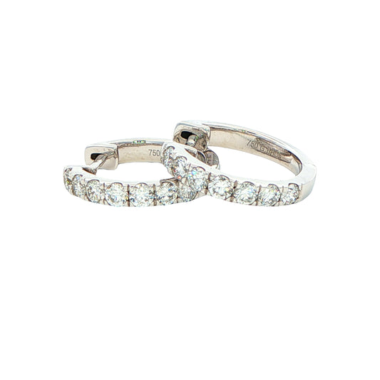 Round Brilliant Cut Diamond Set Hoop Earrings 14mm - 0.50cts Gardiner Brothers