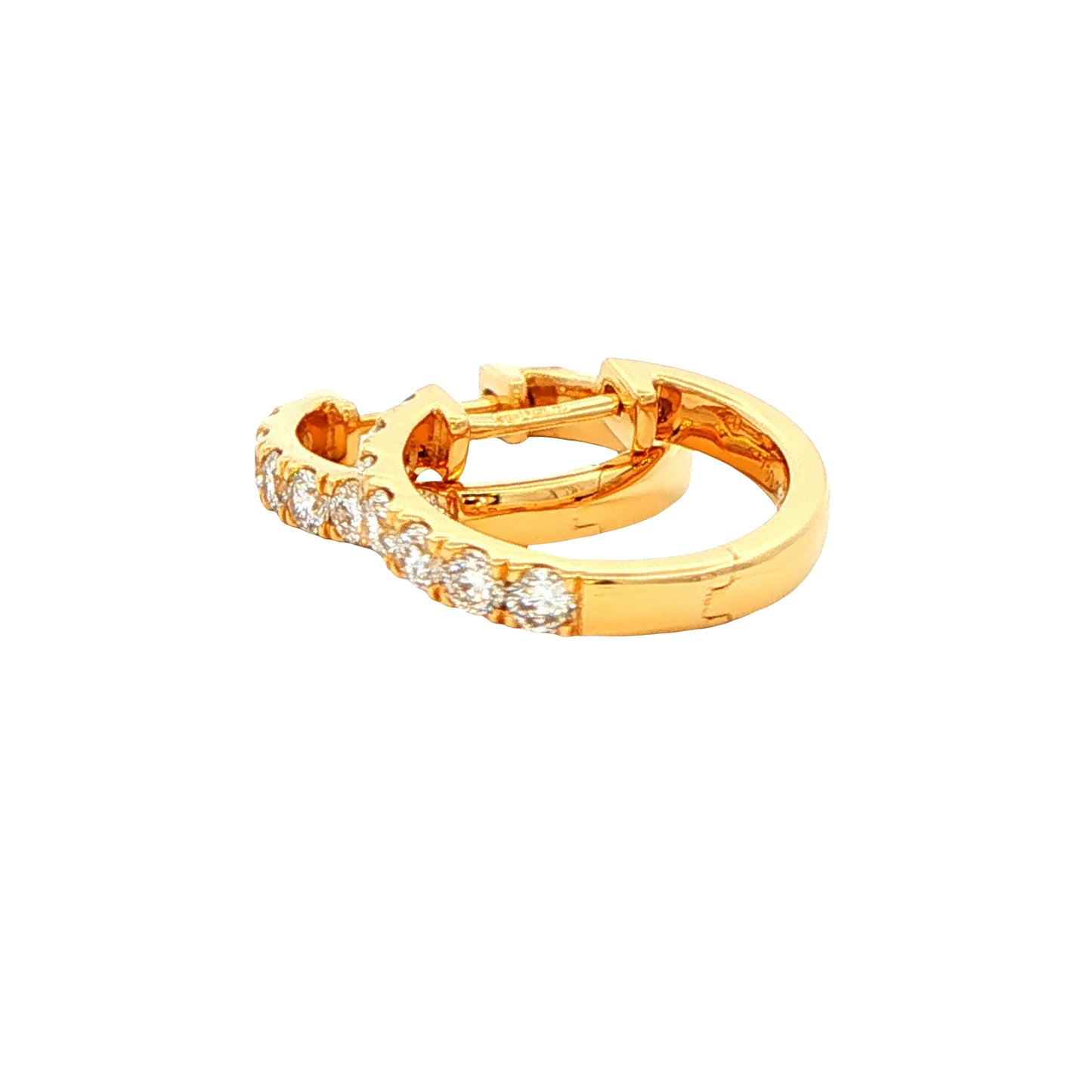 Round Brilliant Cut Diamond set Hoop Earrings 14mm - 0.50cts Gardiner Brothers