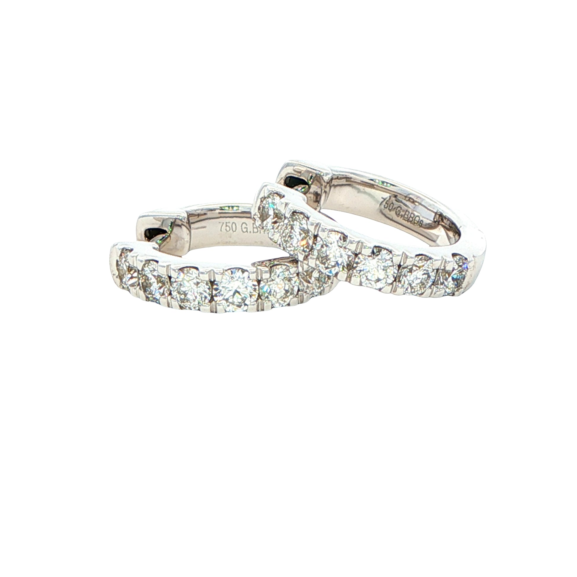 Round Brilliant cut diamond hoop earrings 14mm - 0.75cts Gardiner Brothers