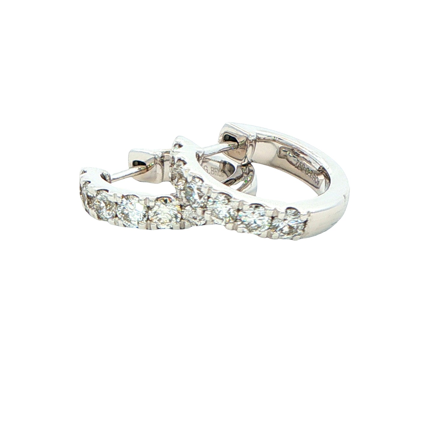 Round Brilliant cut diamond hoop earrings 14mm - 0.75cts Gardiner Brothers