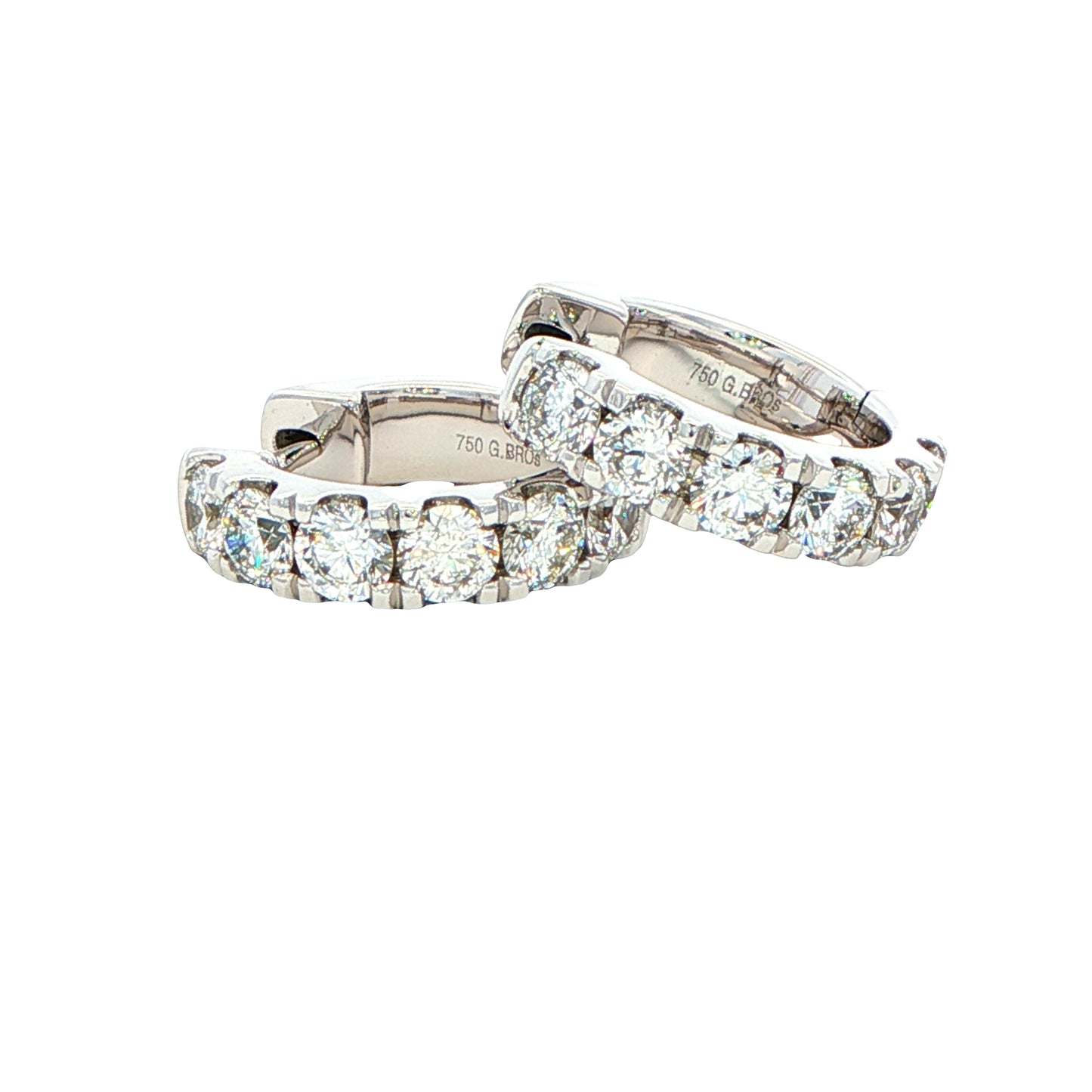 Round Brilliant cut diamond set hoop earrings 14mm - 1.15cts Gardiner Brothers