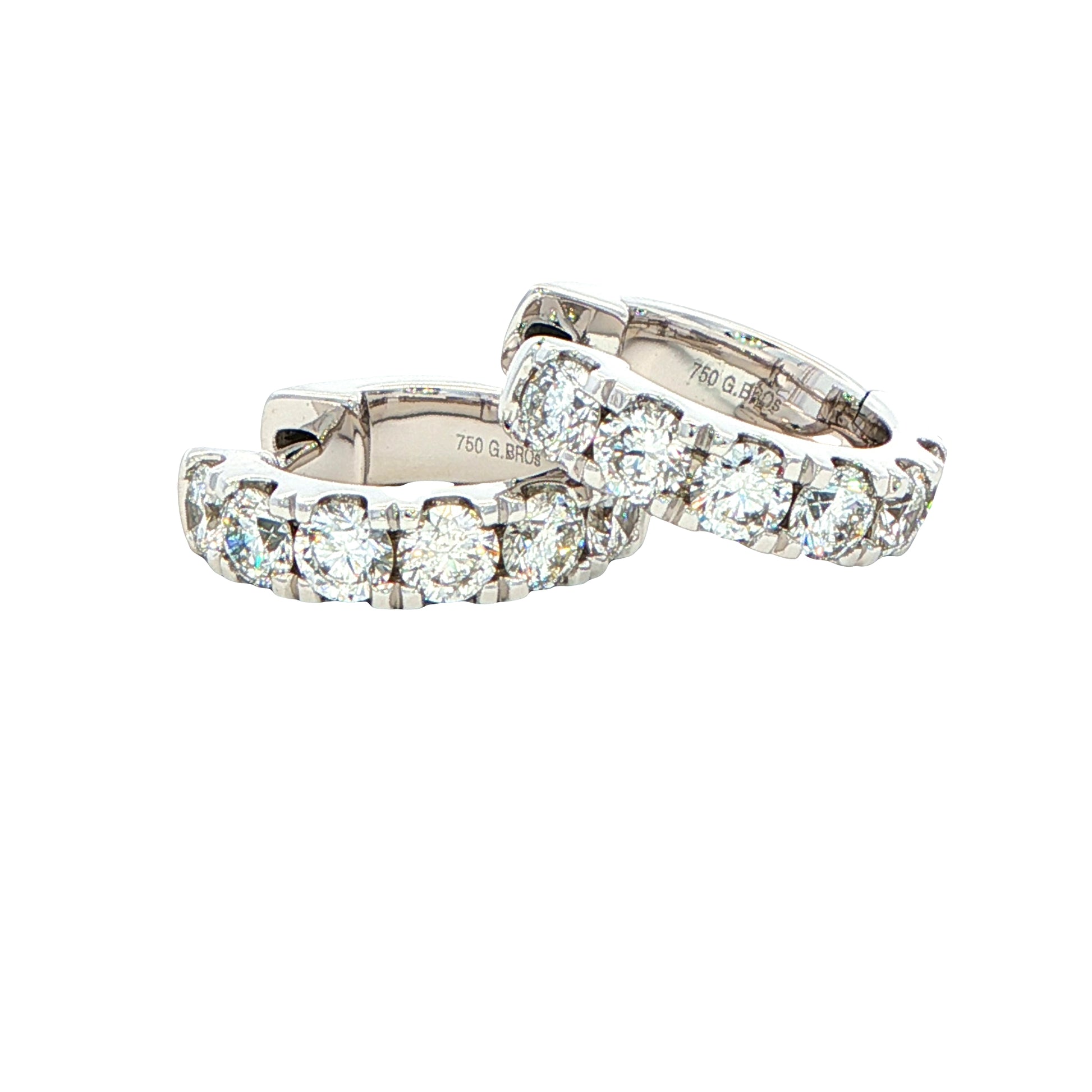 Round Brilliant cut diamond set hoop earrings 14mm - 1.15cts Gardiner Brothers