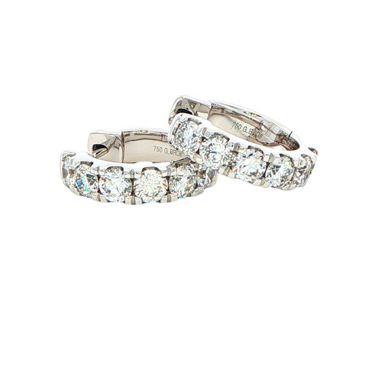 Round Brilliant cut diamond set hoop earrings 14mm - 1.15cts Gardiner Brothers