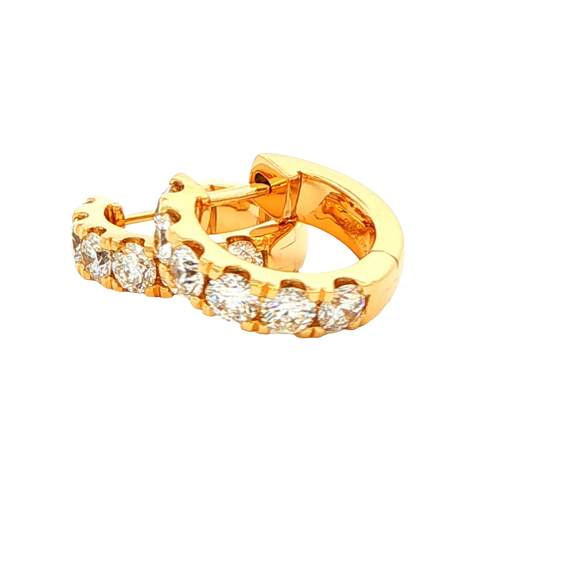 Round Brilliant cut diamond set hoop earrings 14mm - 1.15cts Gardiner Brothers