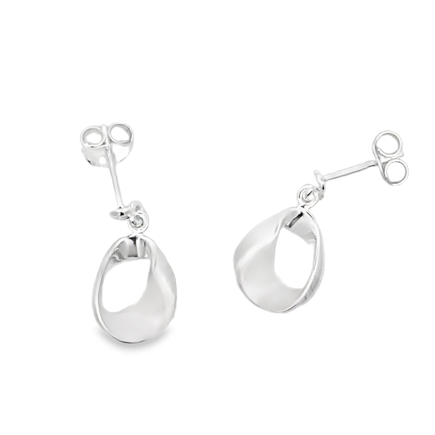 Silver Open Pear Shape Drop Style Earrings Gardiner Brothers