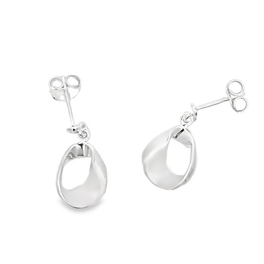 Silver Open Pear Shape Drop Style Earrings Gardiner Brothers