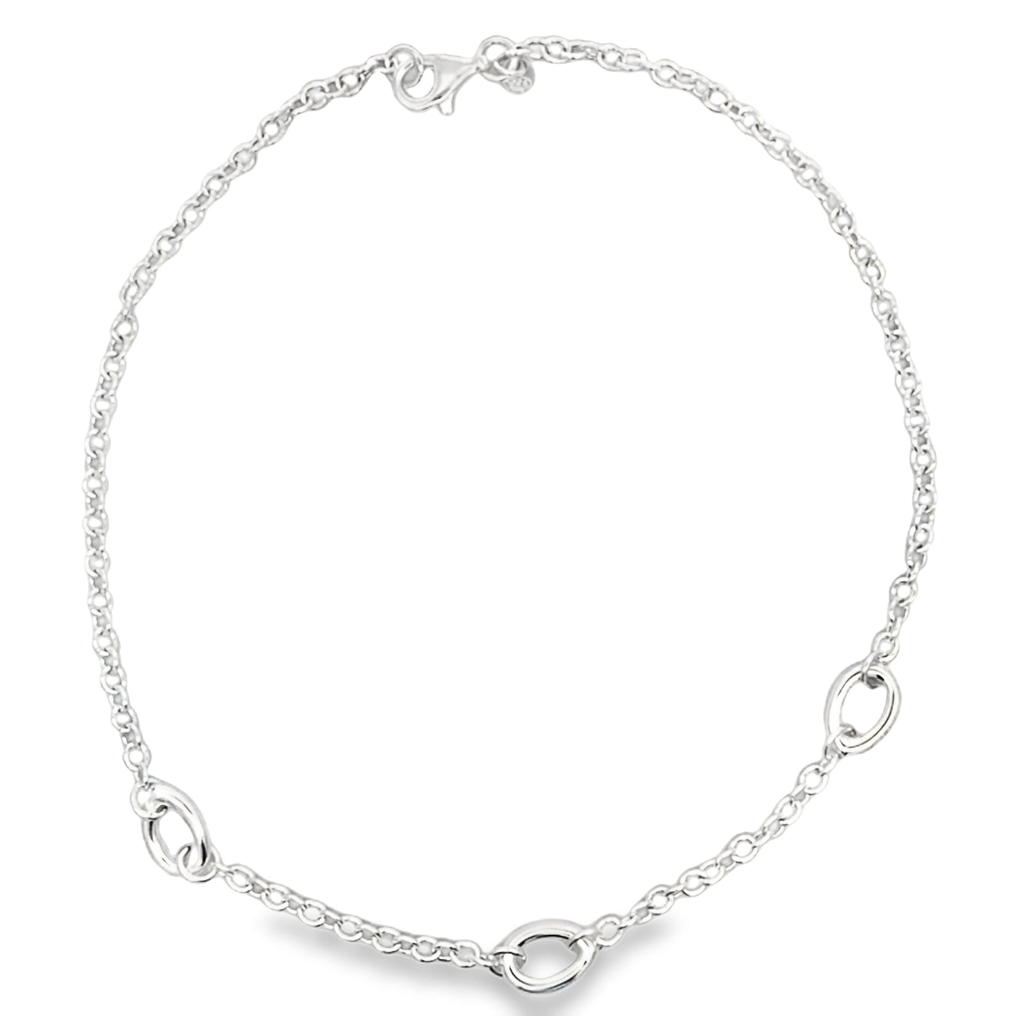 Silver Open TearDrop Station Link Necklet Gardiner Brothers