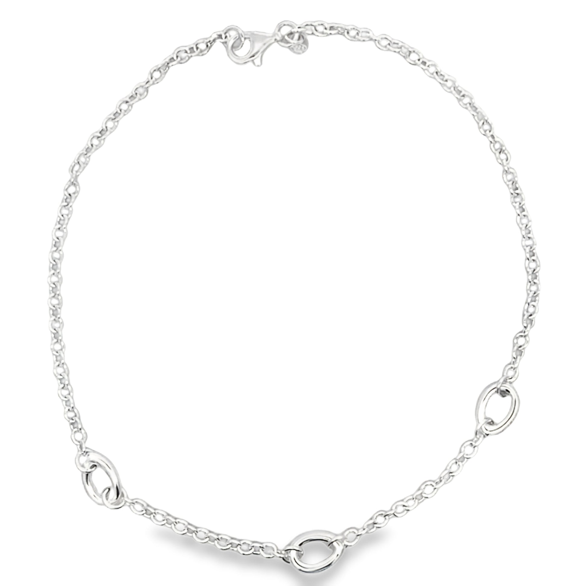 Silver Open TearDrop Station Link Necklet Gardiner Brothers