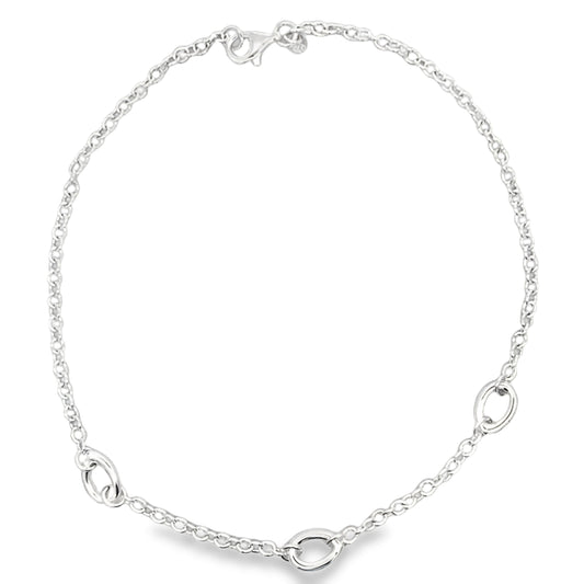 Silver Open TearDrop Station Link Necklet Gardiner Brothers