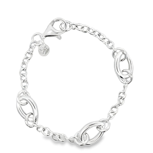 Silver Open Teardrop Station Link Bracelet Gardiner Brothers