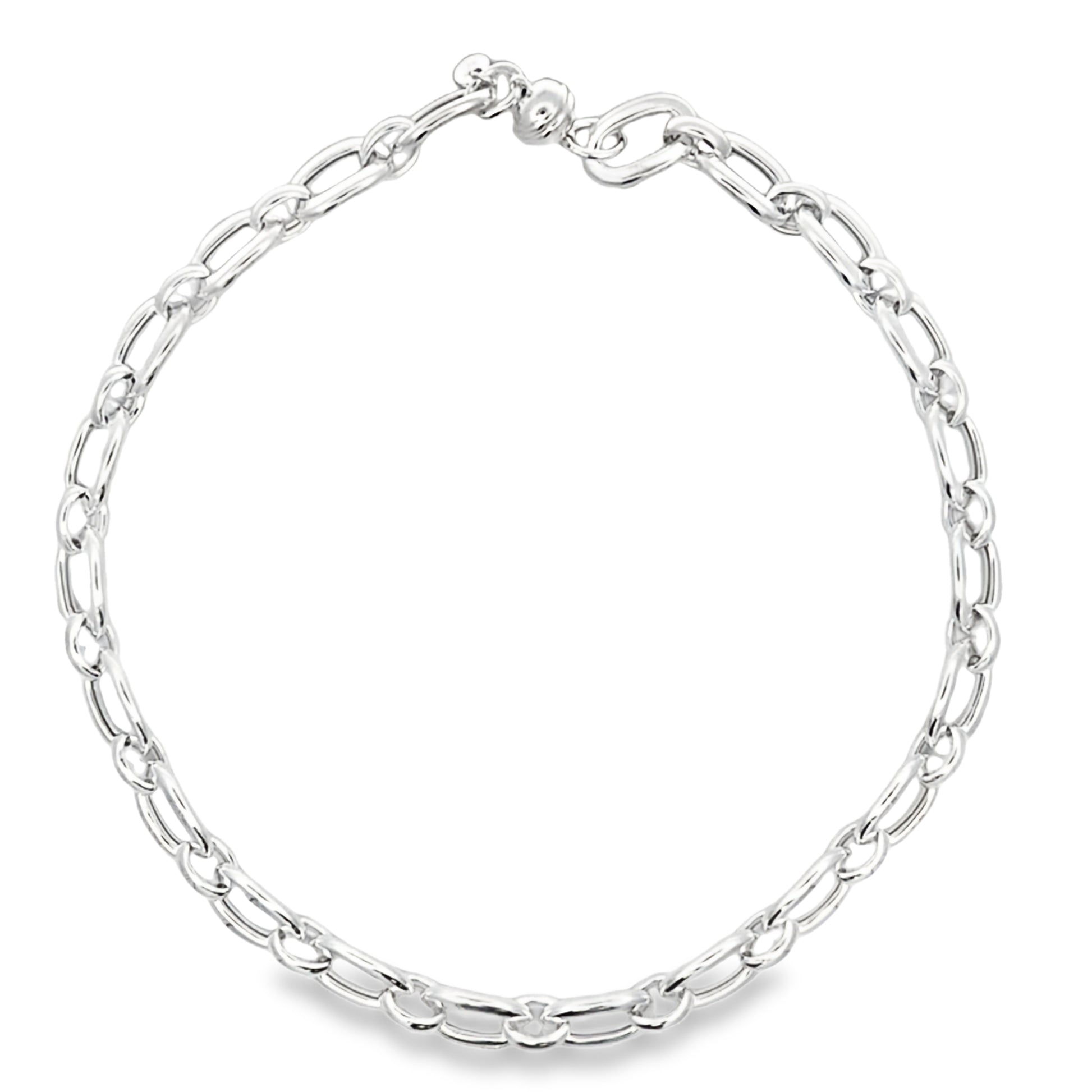 Silver Magnetic Clasp Open Oval Link Necklet Gardiner Brothers