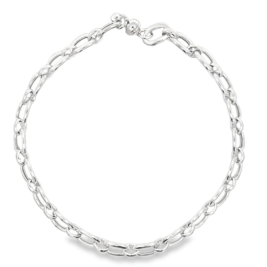 Silver Magnetic Clasp Open Oval Link Necklet Gardiner Brothers