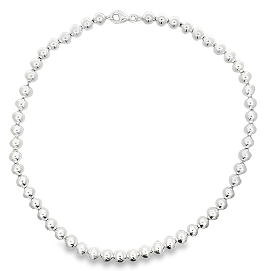 Silver 8mm Bead Necklet Gardiner Brothers