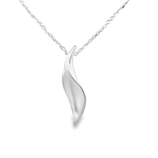 Silver Curled Leaf Shaped Pendant Gardiner Brothers
