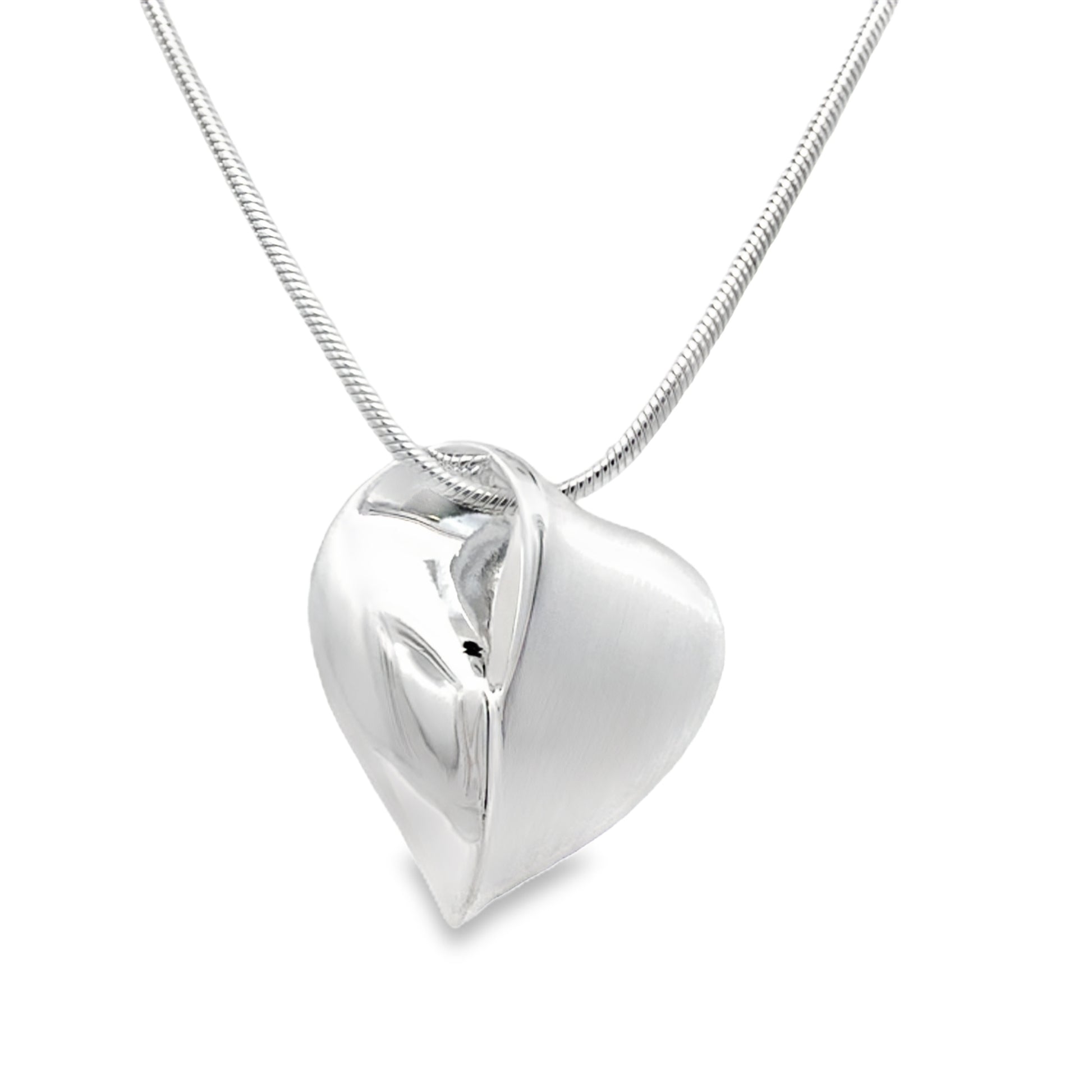 Silver Large Heart Shaped Pendant Gardiner Brothers