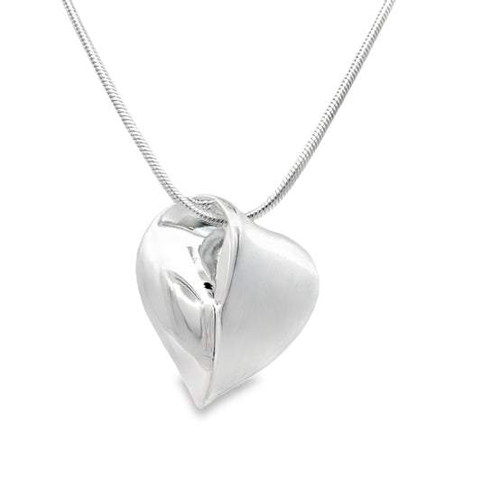 Silver Large Heart Shaped Pendant Gardiner Brothers