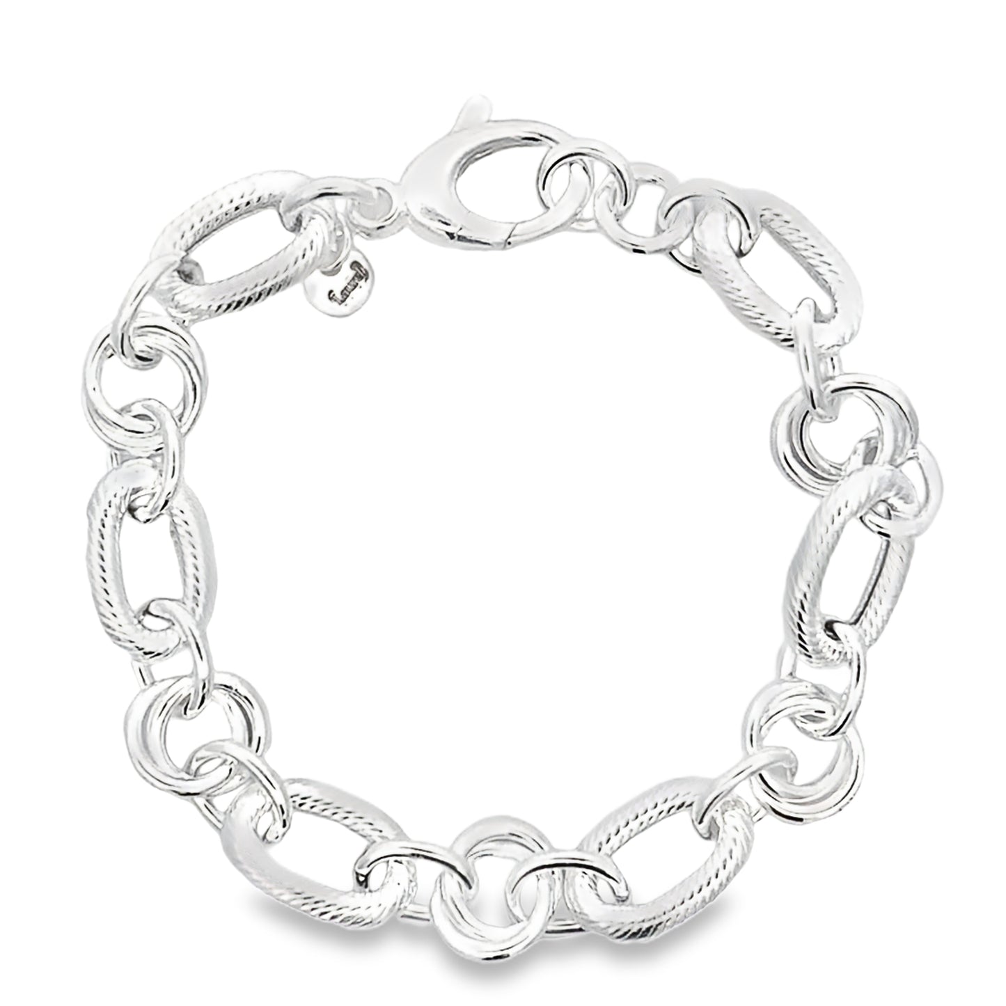 Silver Rope Oval and Rings Link Bracelet Gardiner Brothers
