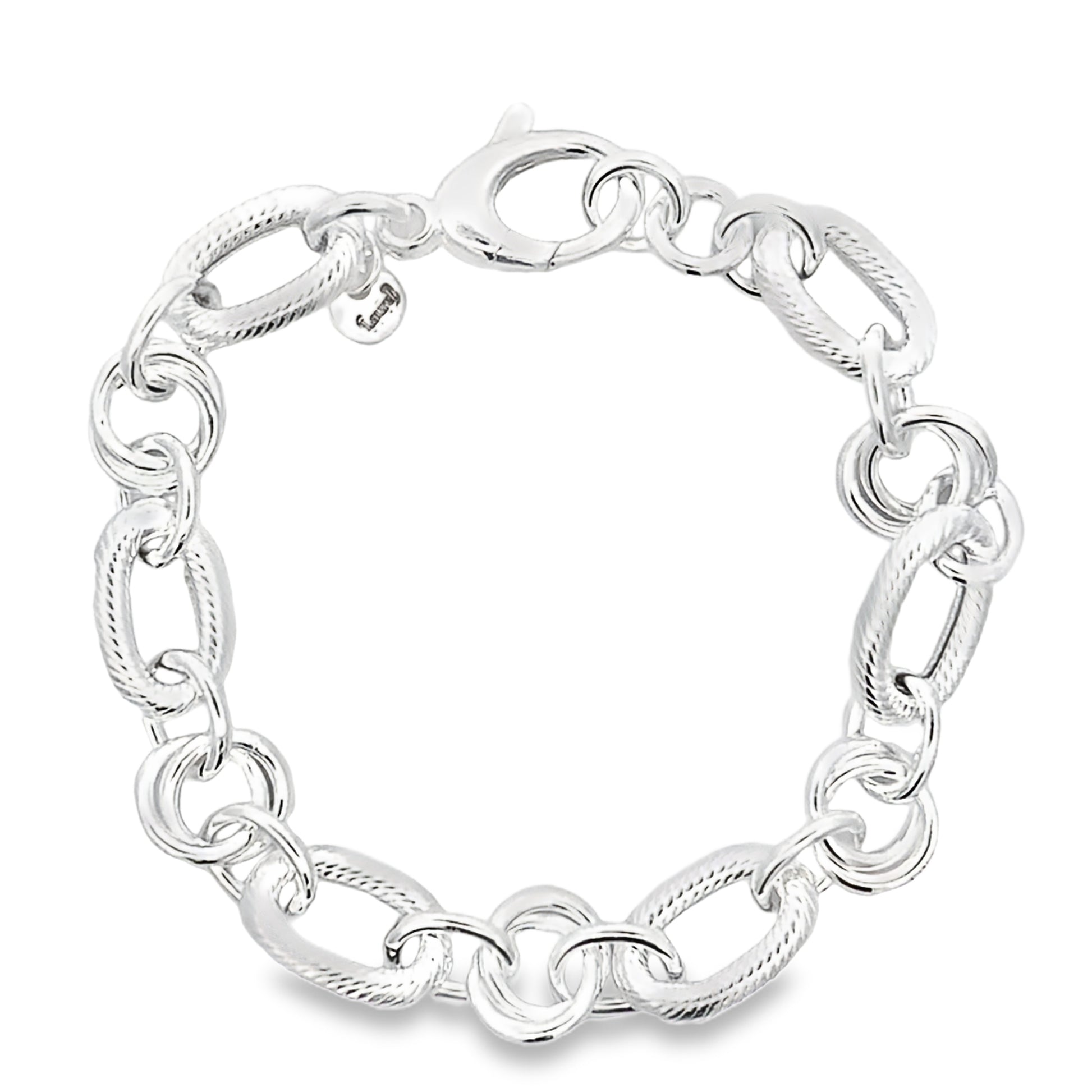 Silver Rope Oval and Rings Link Bracelet Gardiner Brothers