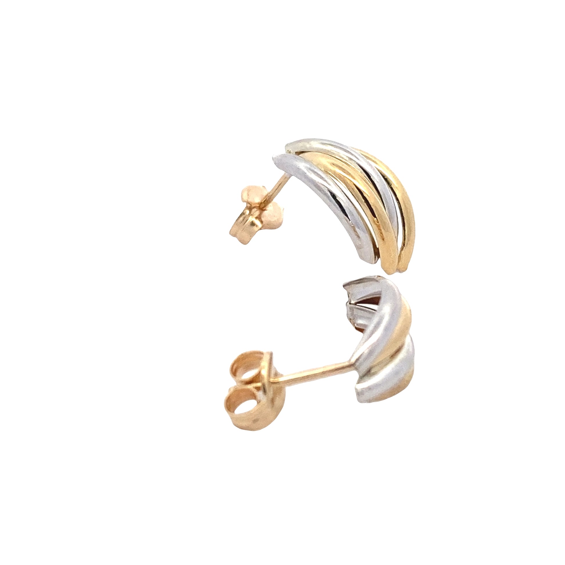 Yellow and White Gold 4 Strand Half Hoop Earrings Gardiner Brothers
