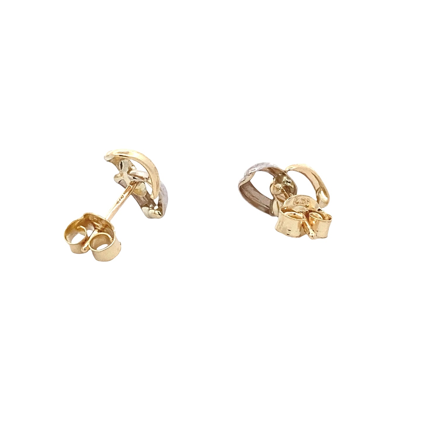 Yellow and White Gold Double Open Bracket Style Earrings Gardiner Brothers