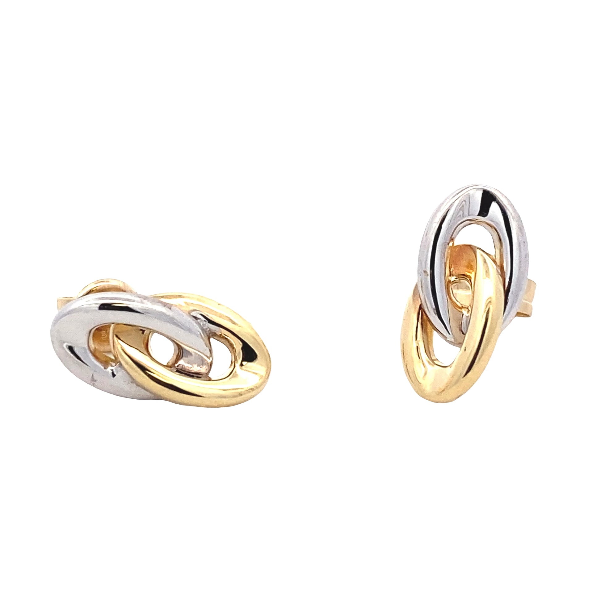 Yellow and White Gold Oval Shaped Earrings Gardiner Brothers