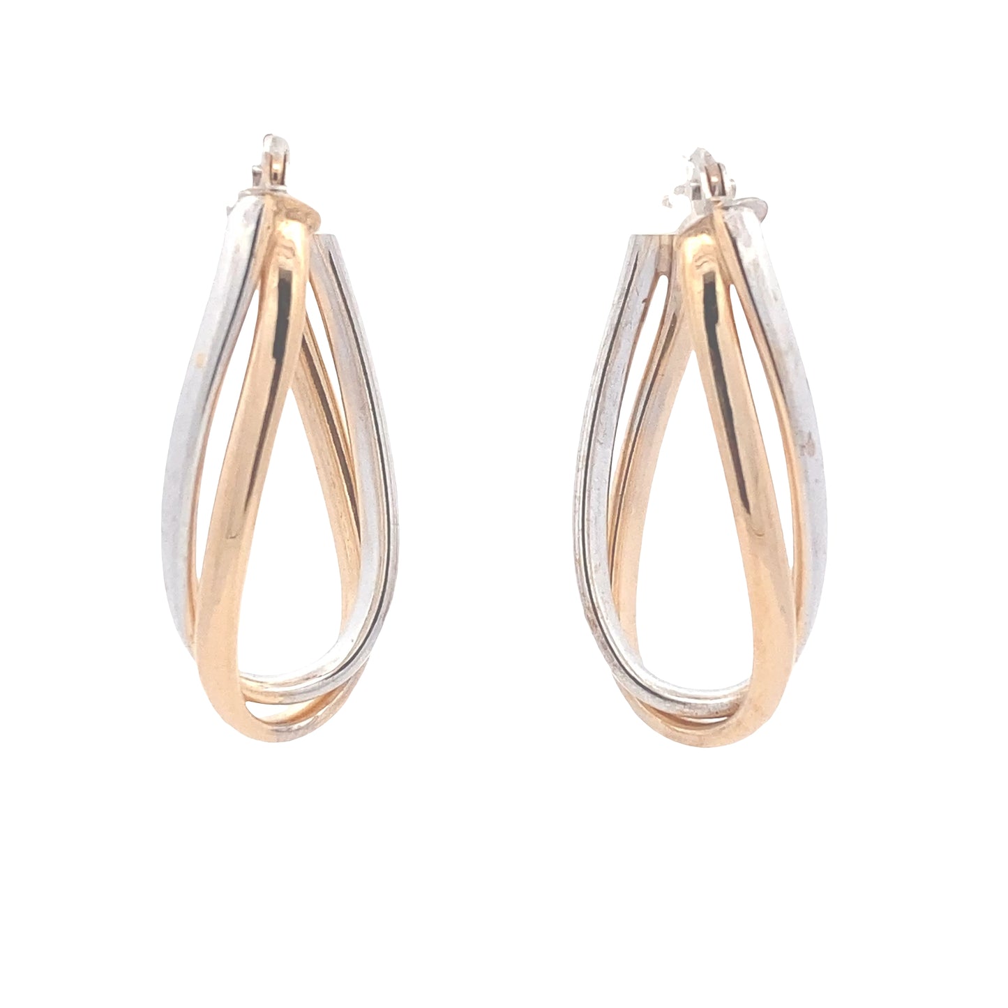 Yellow and White Gold 2 Strand Open Wavy Hoop Earrings Gardiner Brothers