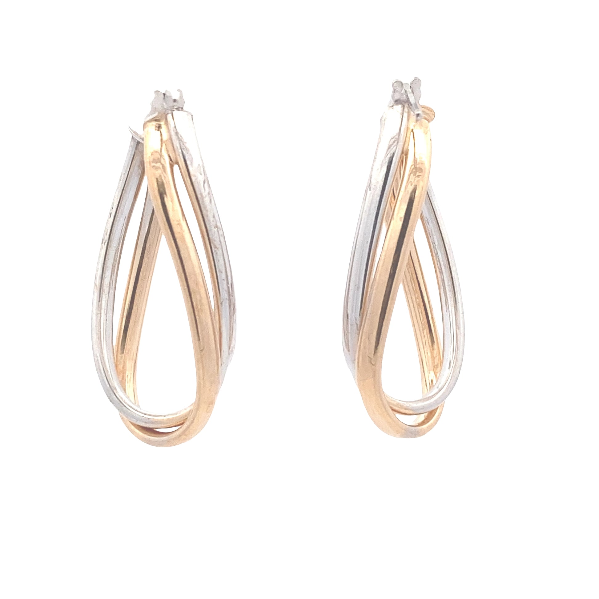 Yellow and White Gold 2 Strand Open Wavy Hoop Earrings Gardiner Brothers