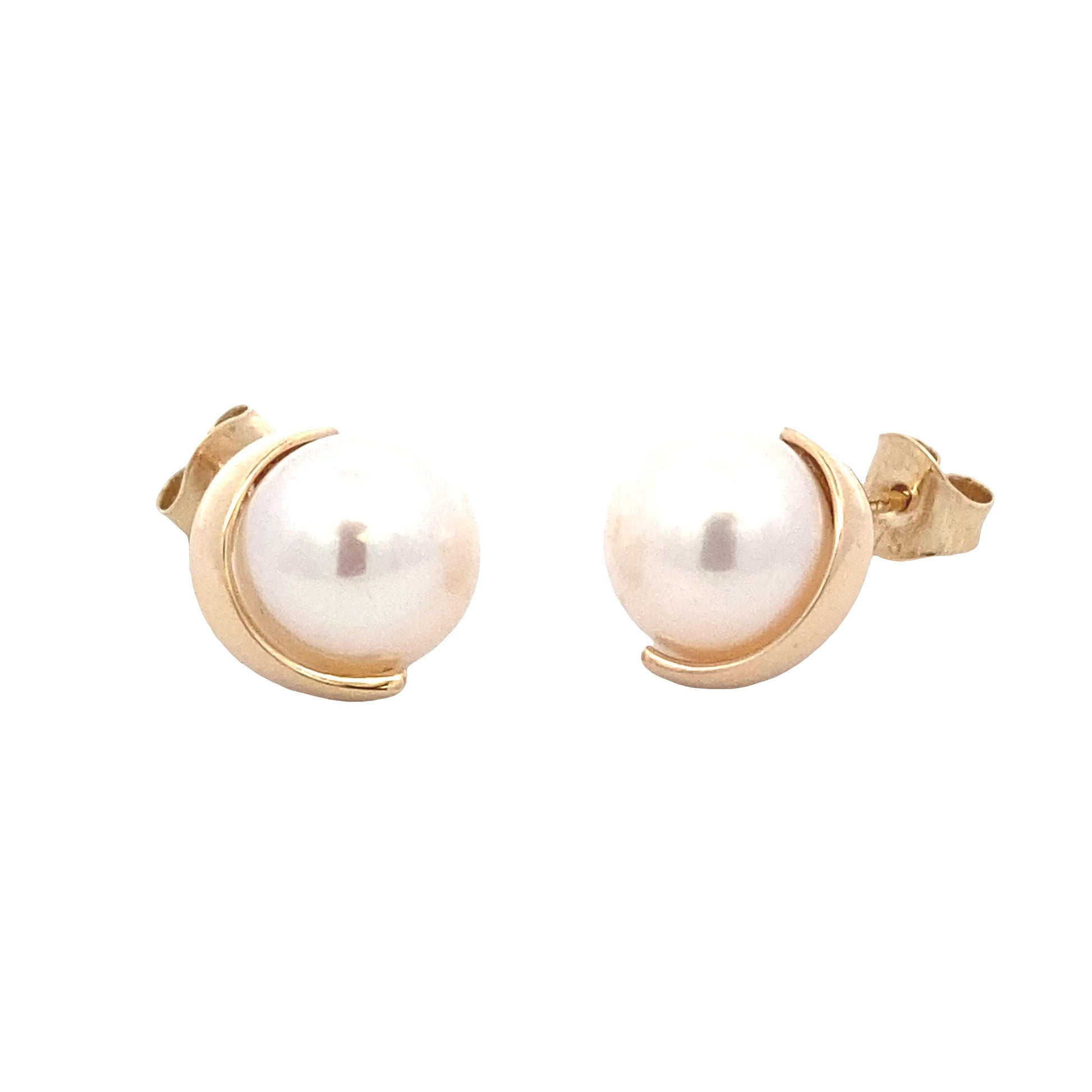 Yellow Gold Fancy Style Pearl Earrings Gardiner Brothers