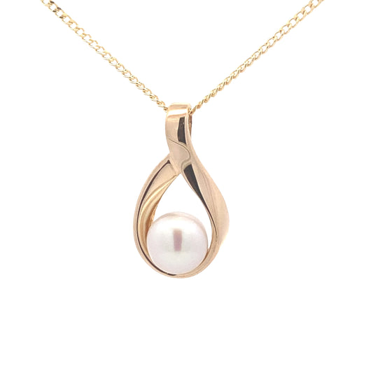 Yellow Gold Teardrop Style Pearl Pendant Gardiner Brothers