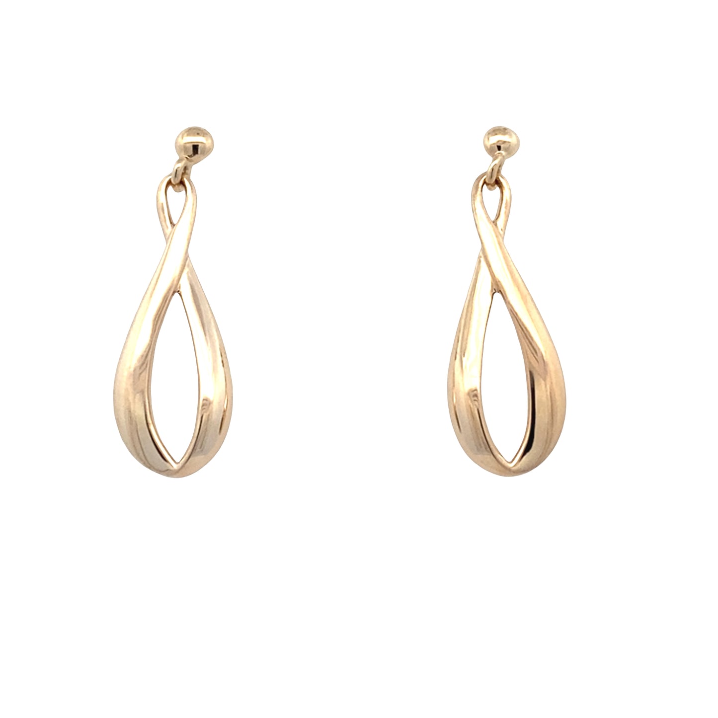 Yellow Gold Figure of 8 Drop Style Earrings Gardiner Brothers