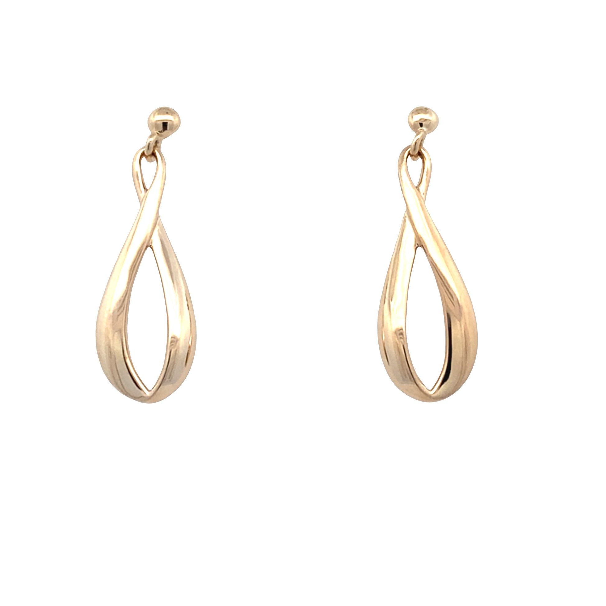 Yellow Gold Figure of 8 Drop Style Earrings Gardiner Brothers