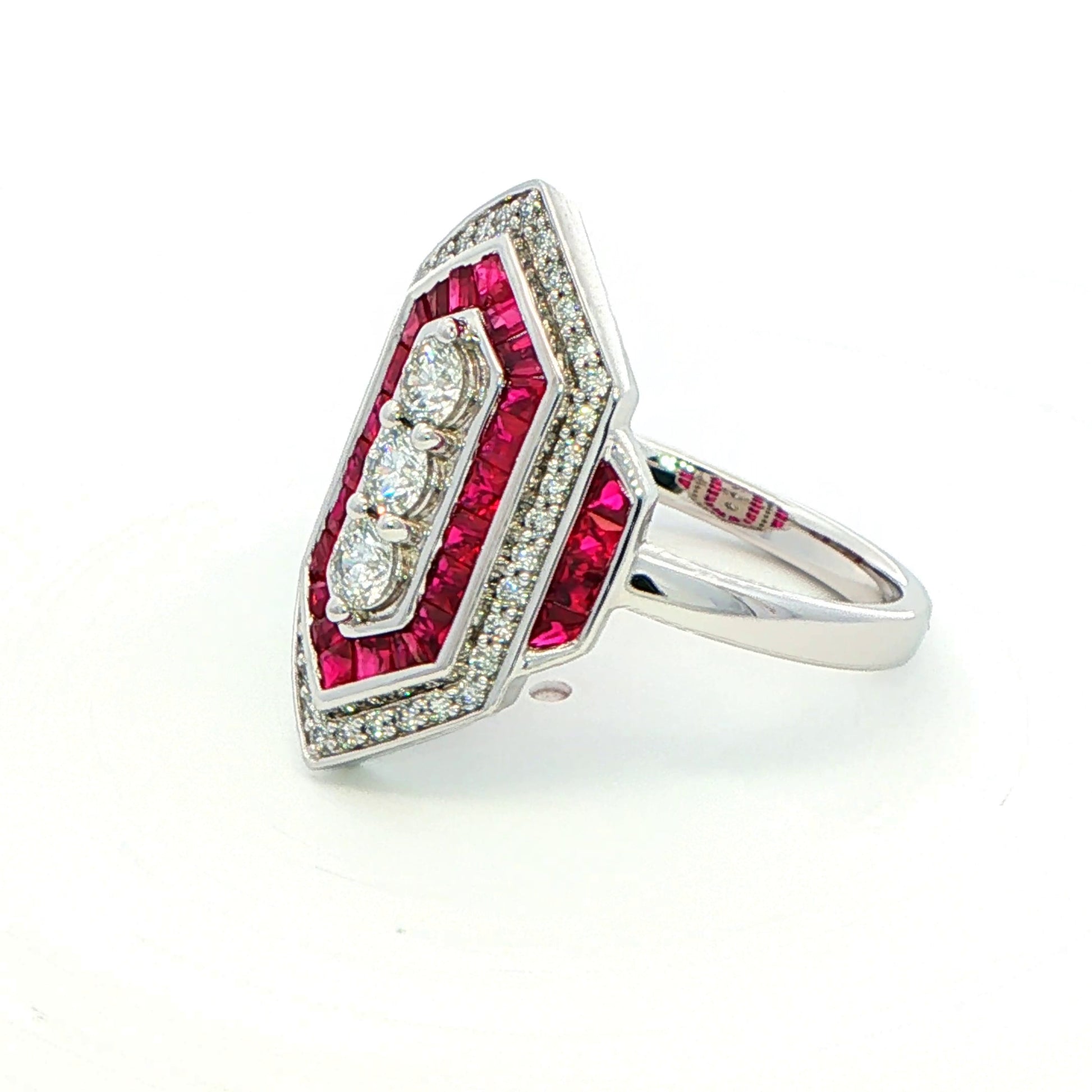 Ruby and Diamond Art Deco Style Dress Ring Gardiner Brothers