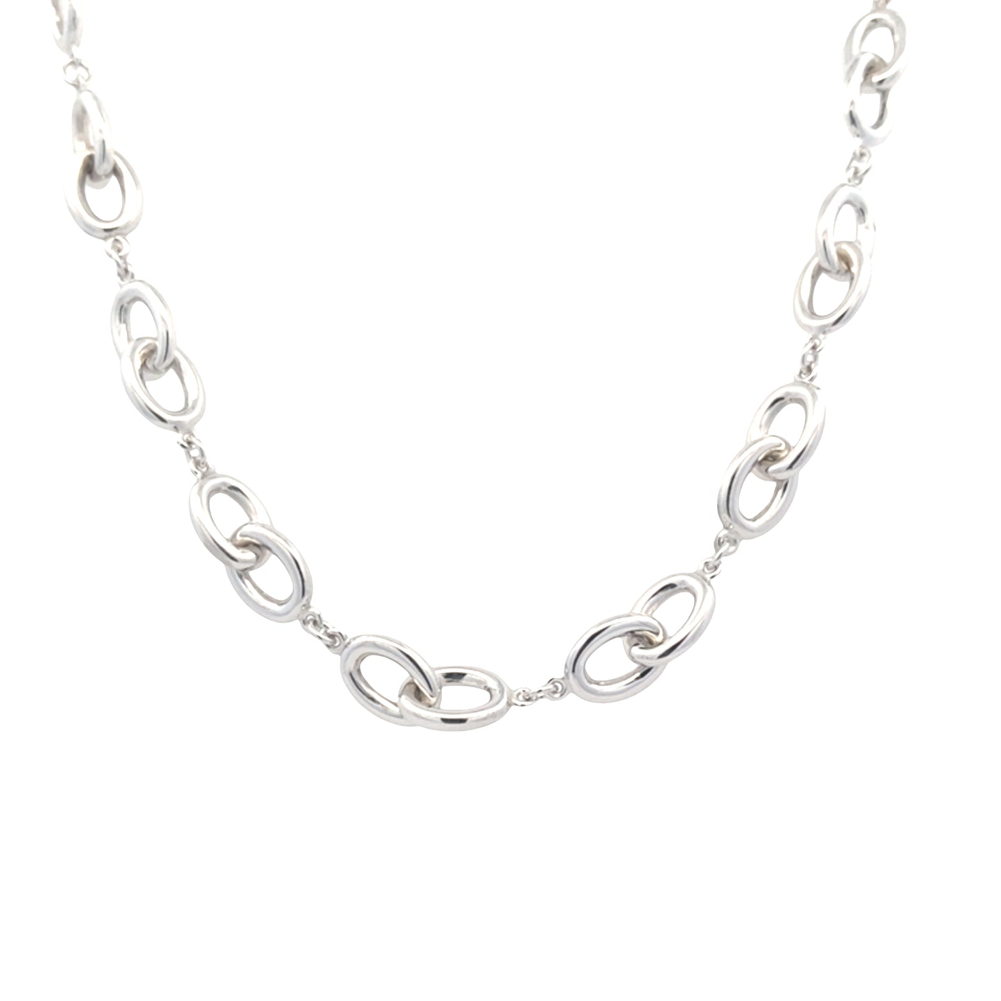 White Gold Oval Link Necklet Gardiner Brothers