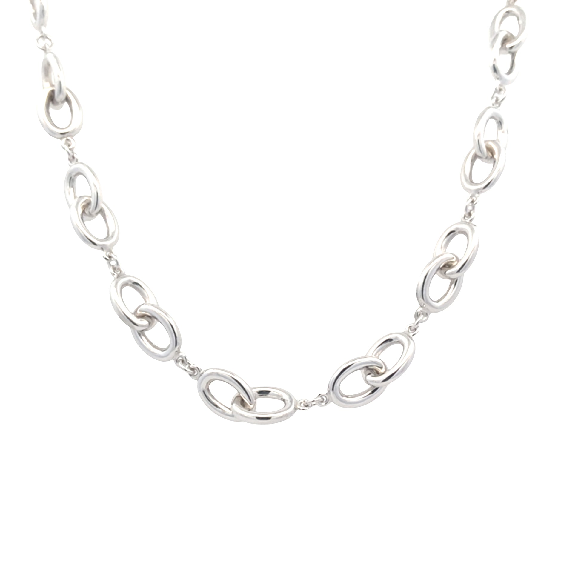 White Gold Oval Link Necklet Gardiner Brothers