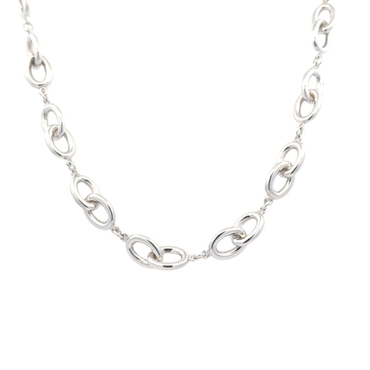 White Gold Oval Link Necklet Gardiner Brothers