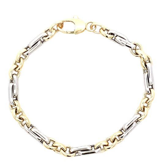 Yellow and White Gold Fancy Link Bracelet Gardiner Brothers