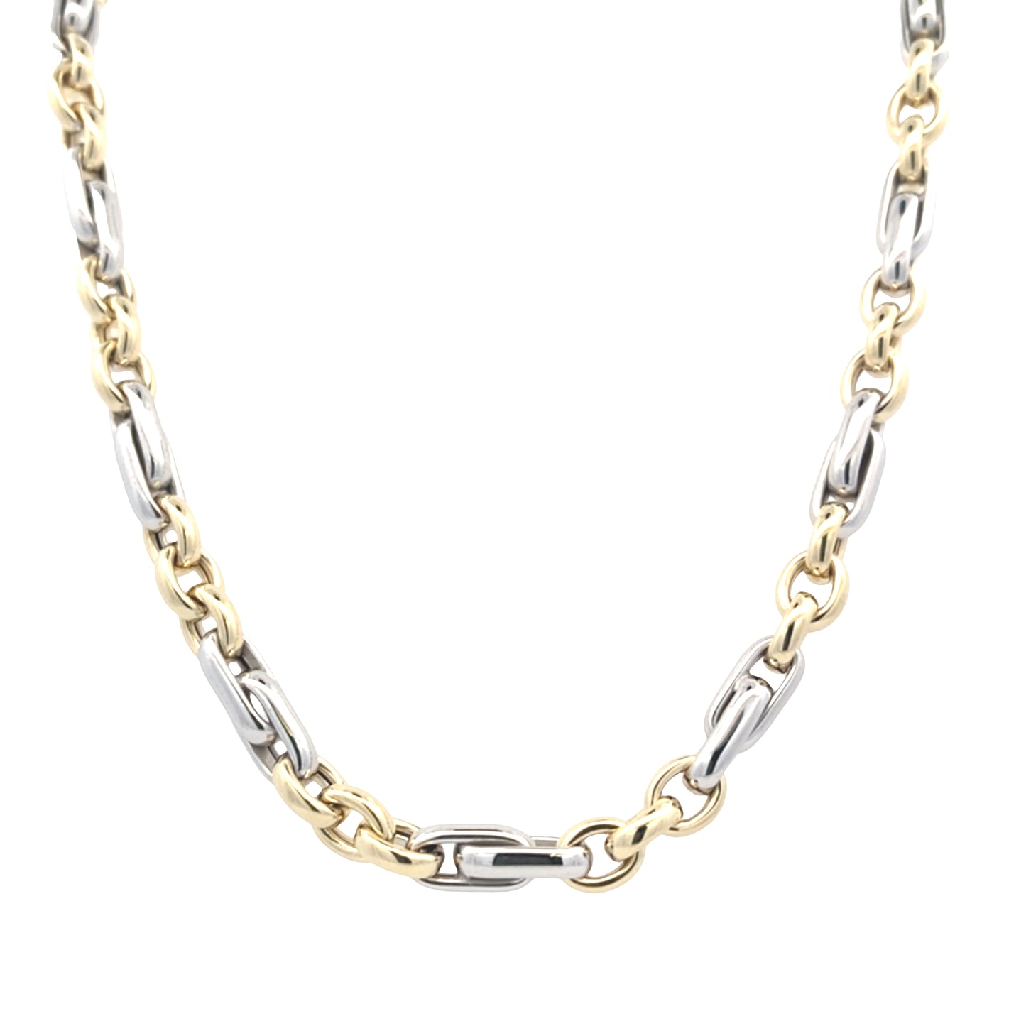 Yellow and White Gold Fancy Link Necklet Gardiner Brothers