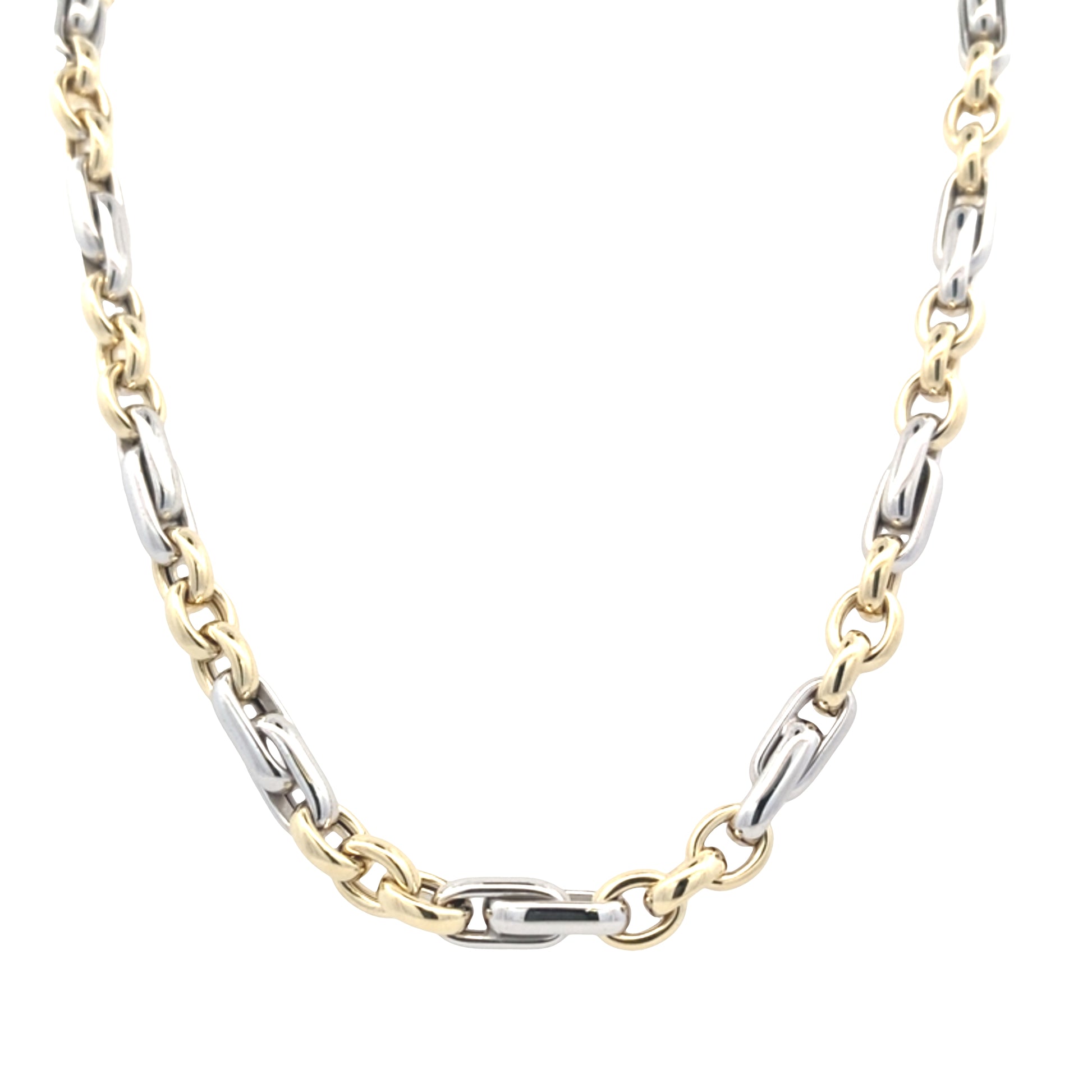 Yellow and White Gold Fancy Link Necklet Gardiner Brothers