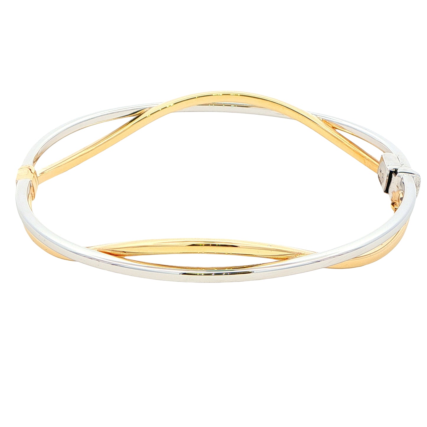 Yellow and White Gold Open Wavy Style Bangle Gardiner Brothers