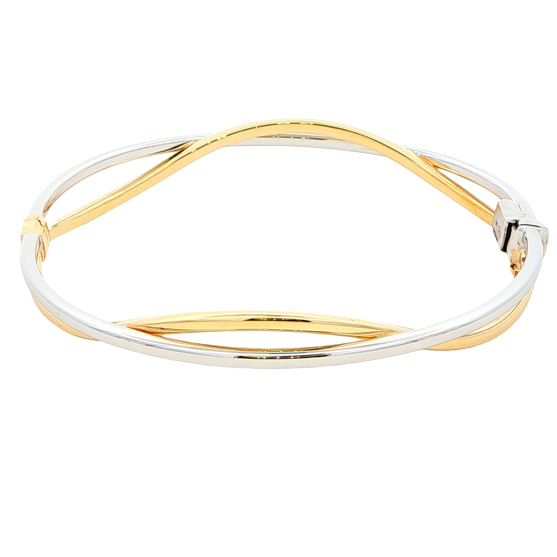 Yellow and White Gold Open Wavy Style Bangle Gardiner Brothers